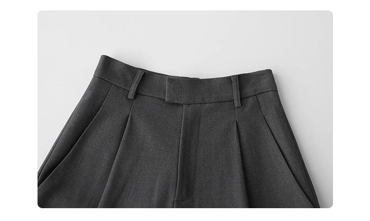 CHIC VEN Simple Casual Women Twill Suit Pants Wide Leg Pants Straight Floor Pants Office Ladies Female Trousers