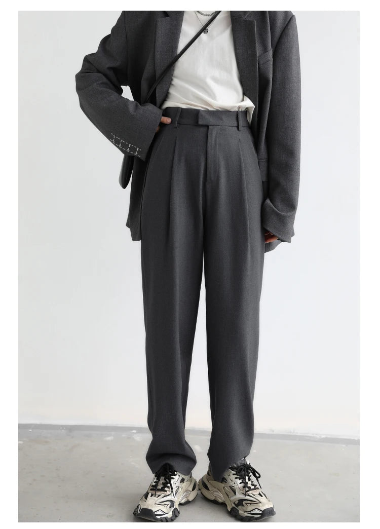 CHIC VEN Simple Casual Women Twill Suit Pants Wide Leg Pants Straight Floor Pants Office Ladies Female Trousers
