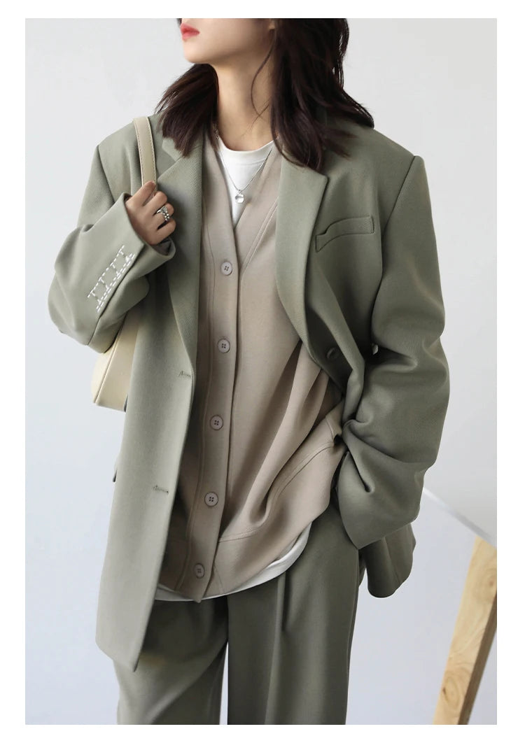 CHIC VEN Simple Casual Women Twill Suit Pants Wide Leg Pants Straight Floor Pants Office Ladies Female Trousers