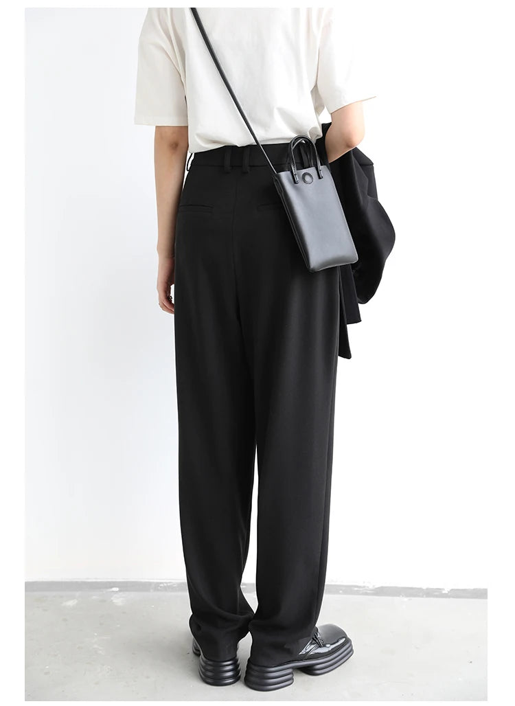 CHIC VEN Simple Casual Women Twill Suit Pants Wide Leg Pants Straight Floor Pants Office Ladies Female Trousers