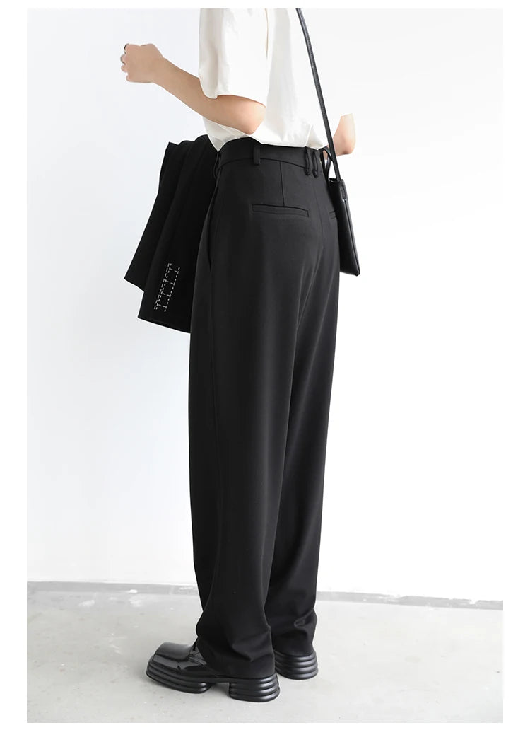 CHIC VEN Simple Casual Women Twill Suit Pants Wide Leg Pants Straight Floor Pants Office Ladies Female Trousers