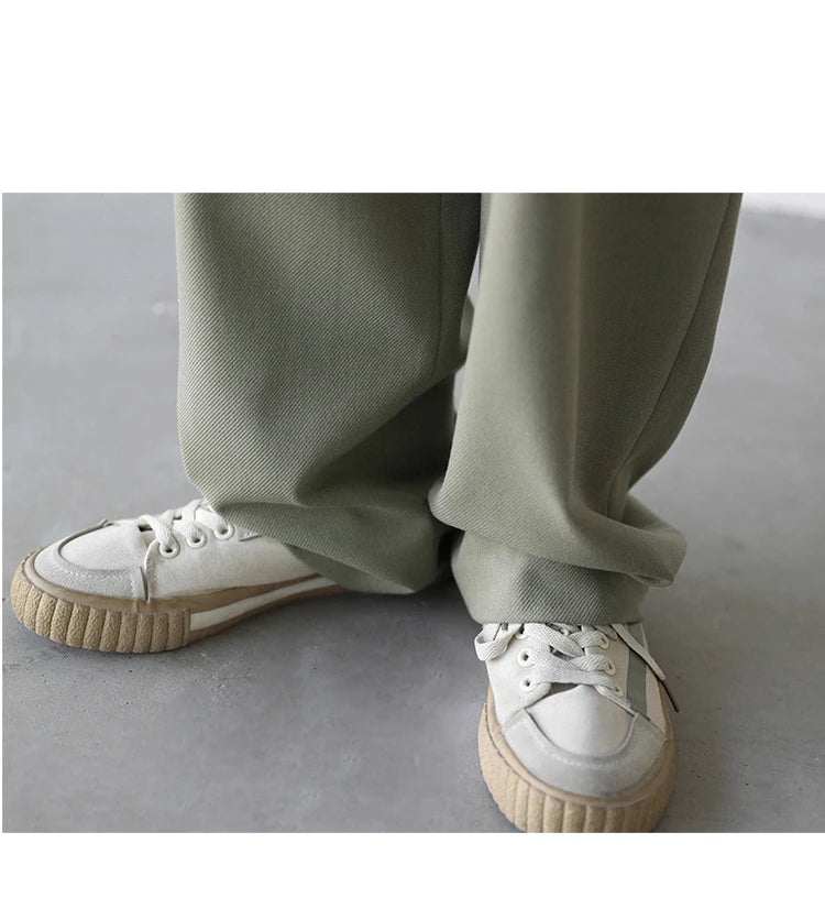 CHIC VEN Simple Casual Women Twill Suit Pants Wide Leg Pants Straight Floor Pants Office Ladies Female Trousers