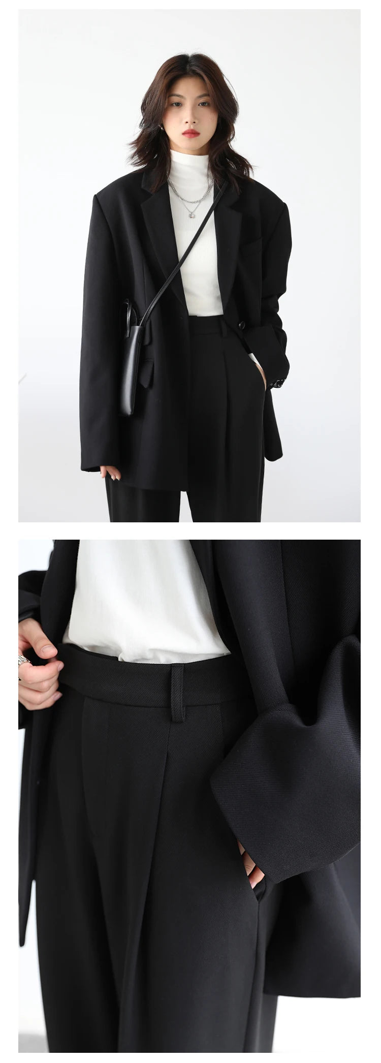 CHIC VEN Simple Casual Women Twill Suit Pants Wide Leg Pants Straight Floor Pants Office Ladies Female Trousers