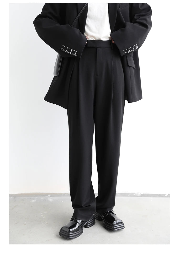 CHIC VEN Simple Casual Women Twill Suit Pants Wide Leg Pants Straight Floor Pants Office Ladies Female Trousers