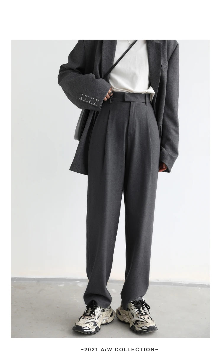 CHIC VEN Simple Casual Women Twill Suit Pants Wide Leg Pants Straight Floor Pants Office Ladies Female Trousers
