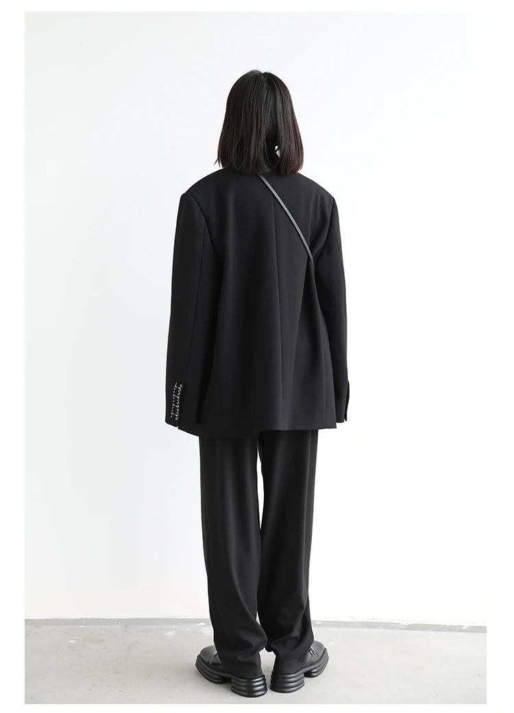 CHIC VEN Simple Casual Women Twill Suit Pants Wide Leg Pants Straight Floor Pants Office Ladies Female Trousers