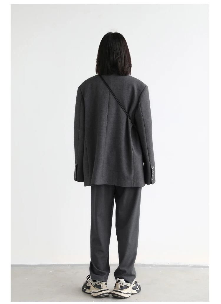 CHIC VEN Simple Casual Women Twill Suit Pants Wide Leg Pants Straight Floor Pants Office Ladies Female Trousers