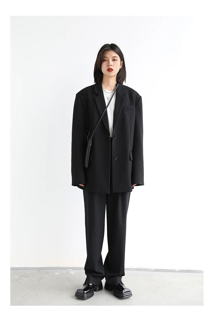CHIC VEN Simple Casual Women Twill Suit Pants Wide Leg Pants Straight Floor Pants Office Ladies Female Trousers