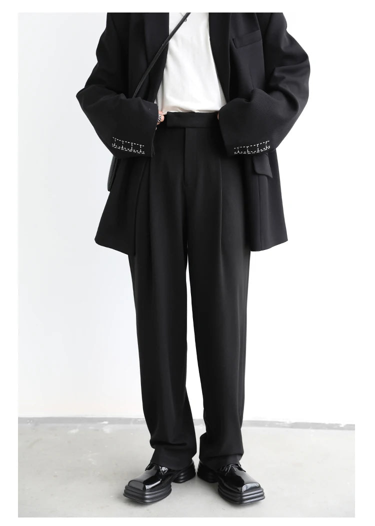 CHIC VEN Simple Casual Women Twill Suit Pants Wide Leg Pants Straight Floor Pants Office Ladies Female Trousers