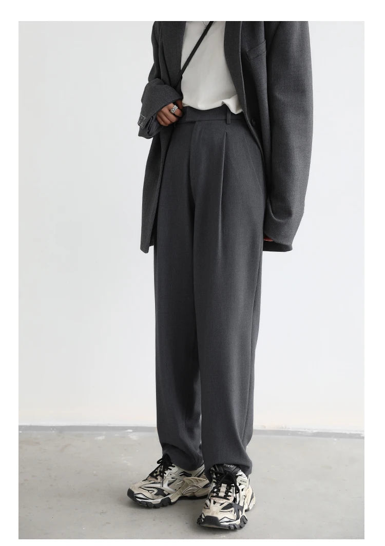 CHIC VEN Simple Casual Women Twill Suit Pants Wide Leg Pants Straight Floor Pants Office Ladies Female Trousers