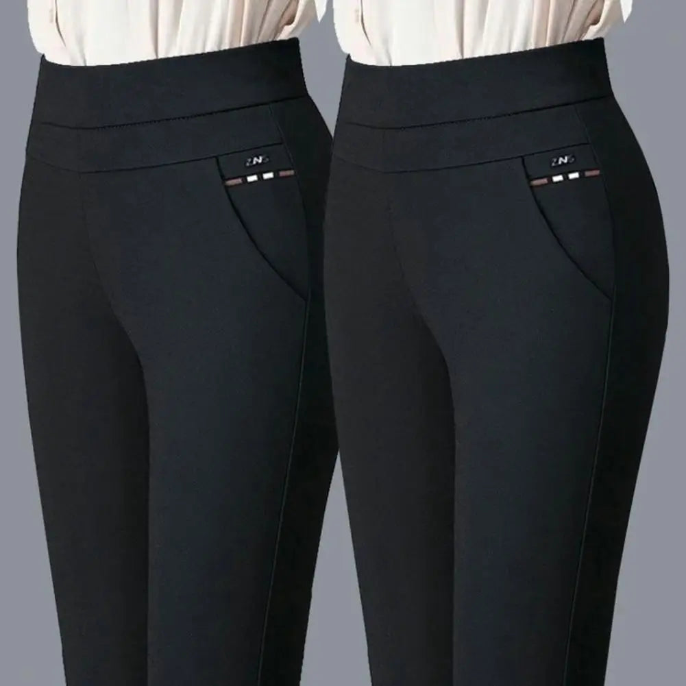 Wide Band High Waist Women Suit Pants Slim Fit Ankle Length Pencil Pants Stretch Tummy Control Lady Trousers Spring Mother Pants