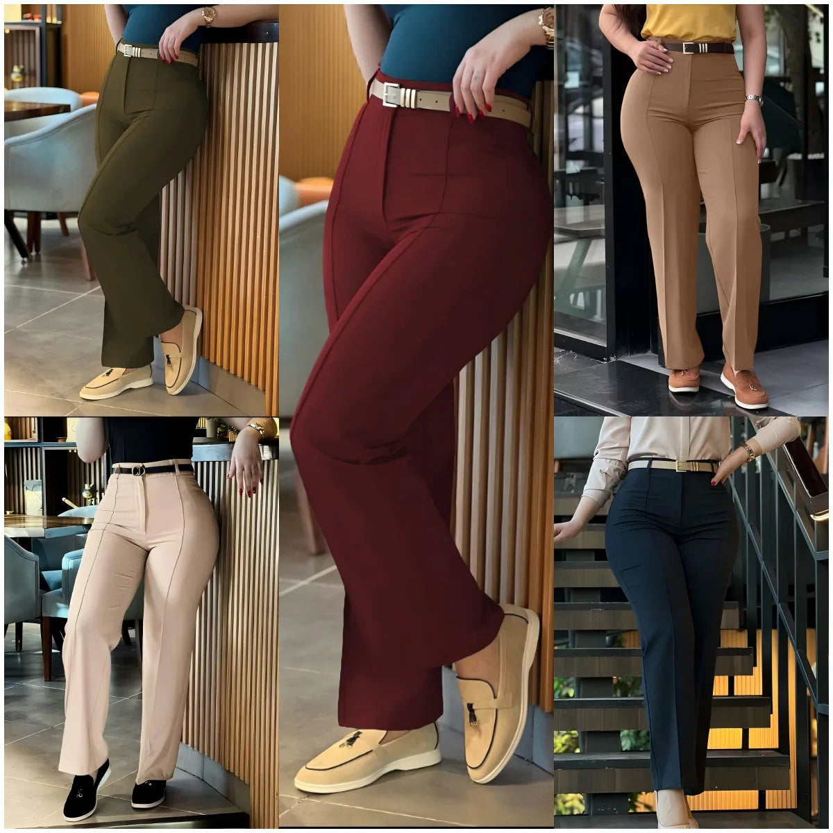 Pants Straight High Waist Solid Long Pant Trousers