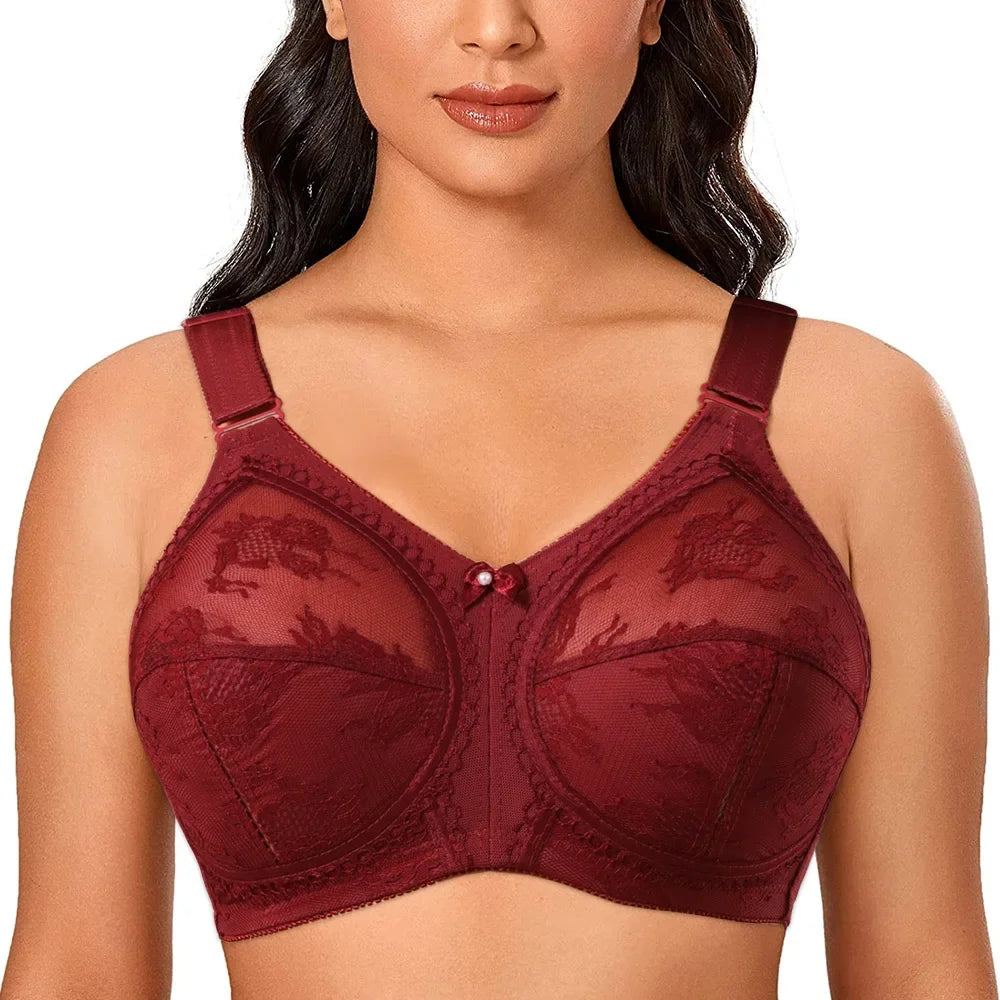 Large Size Bra for Women Ladies Underwear Translucent Lace Chiffon Wireless Minimizer Lingerie Brassiere Bralette Tops