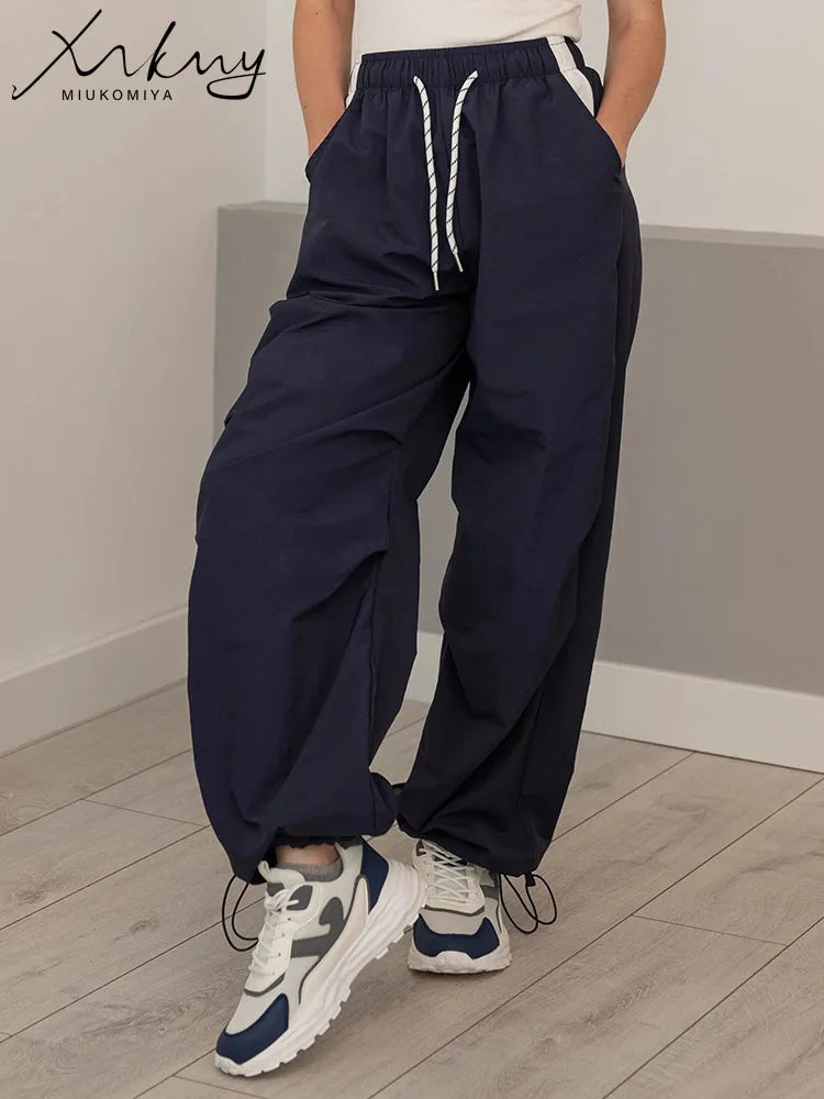 Straight Summer Pants Women Casual Yellow Thin Sweatpants Deawstring Elastic Waist Loose Trousers Joggers Cargo Pants For Ladies