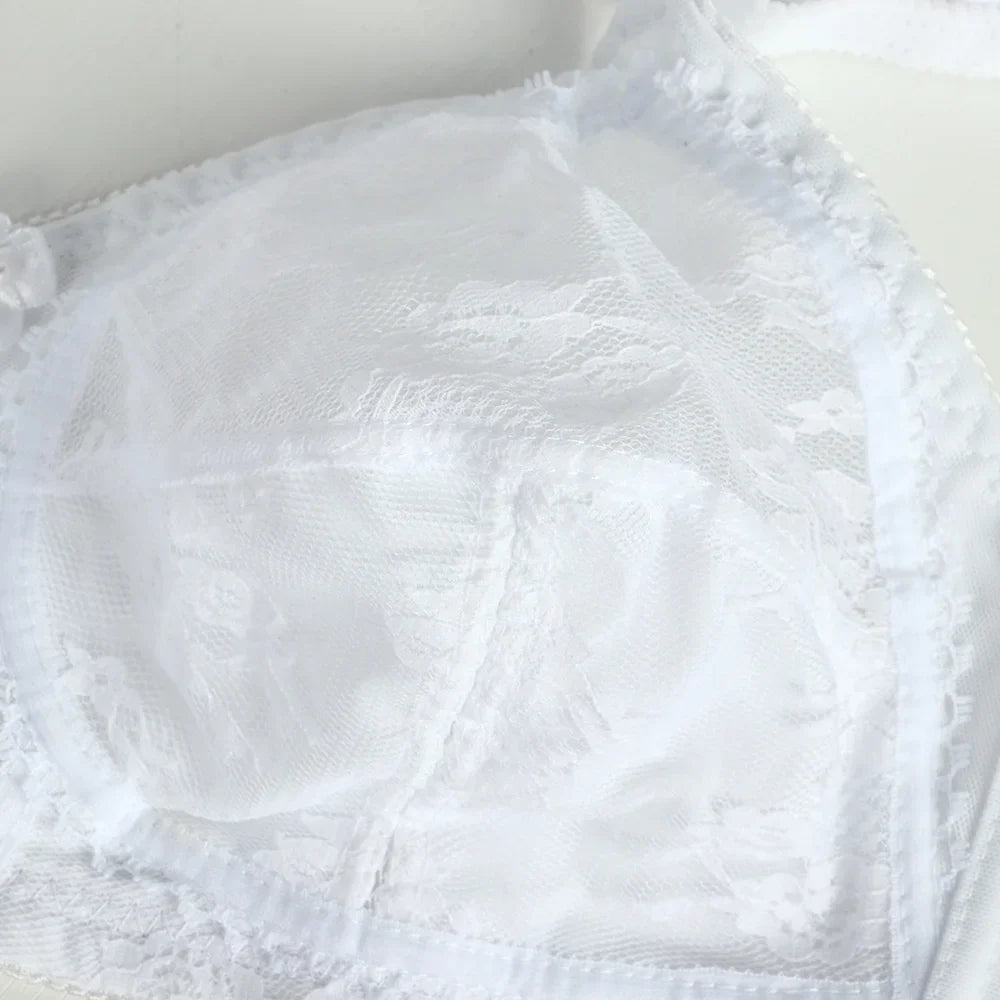 Large Size Bra for Women Ladies Underwear Translucent Lace Chiffon Wireless Minimizer Lingerie Brassiere Bralette Tops