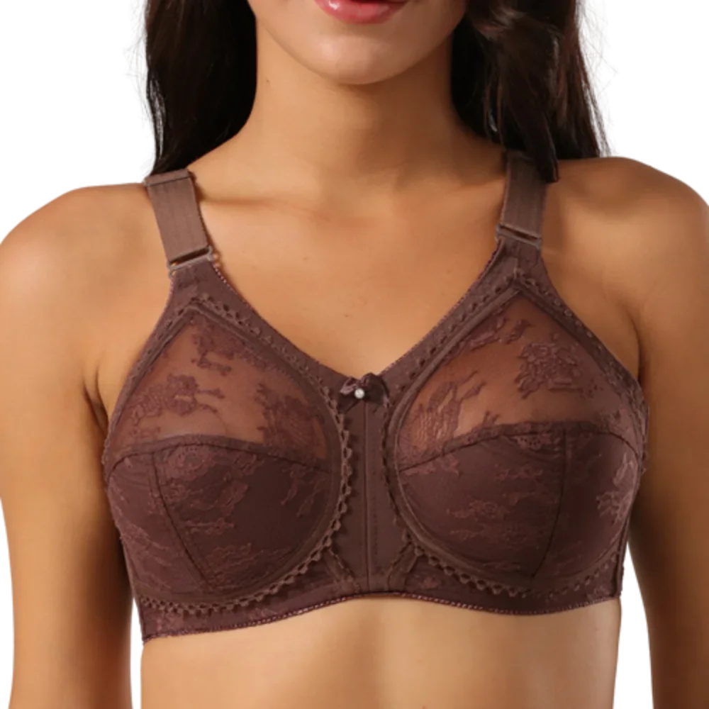 Large Size Bra for Women Ladies Underwear Translucent Lace Chiffon Wireless Minimizer Lingerie Brassiere Bralette Tops