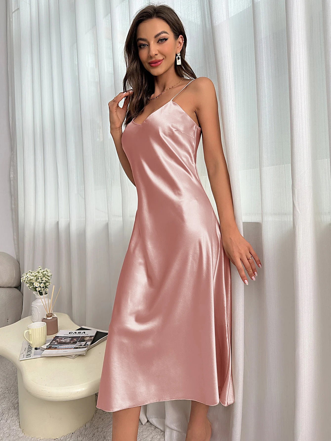 Sexy Nightie Woman Suspender Nightdress Backless Camisolas Night Dress Lingerie Nightgown Sleep Tops Pajamas Satin Woman