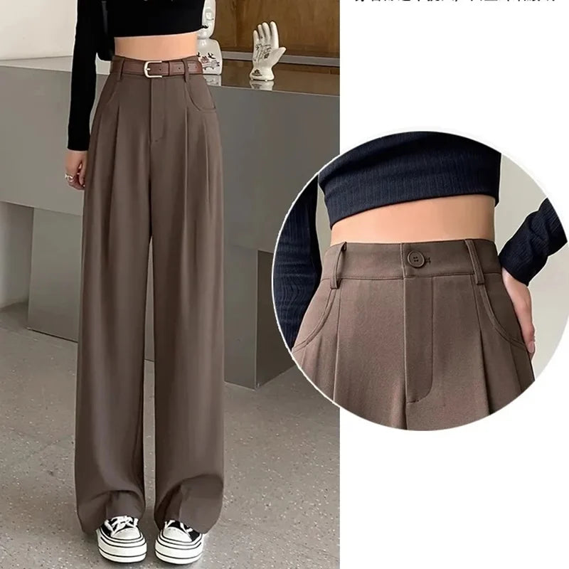 Suit Pants Lady Breathable Baggy High Waist