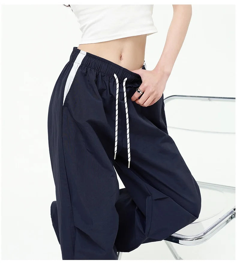 Straight Summer Pants Women Casual Yellow Thin Sweatpants Deawstring Elastic Waist Loose Trousers Joggers Cargo Pants For Ladies