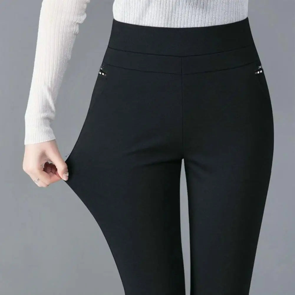 Wide Band High Waist Women Suit Pants Slim Fit Ankle Length Pencil Pants Stretch Tummy Control Lady Trousers Spring Mother Pants