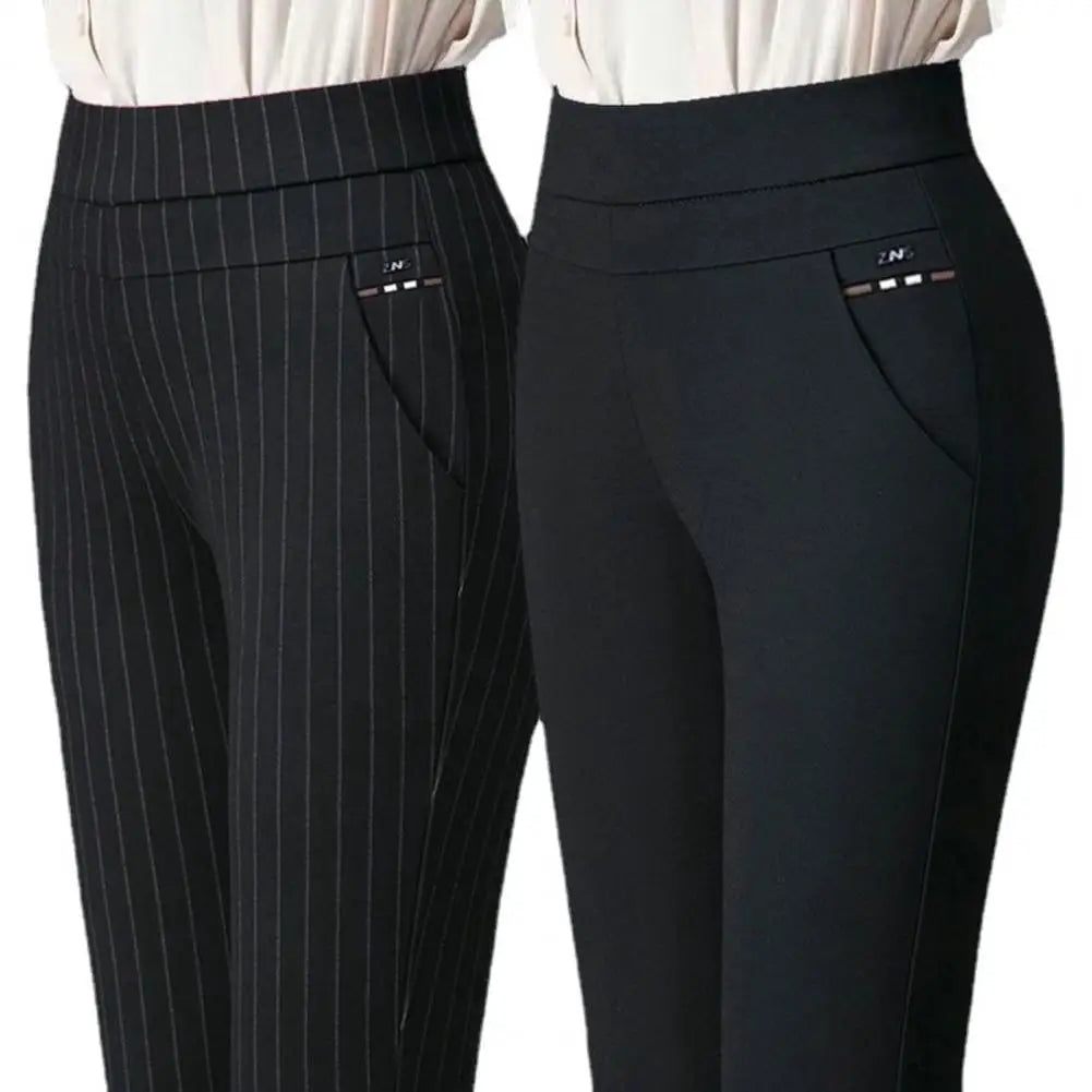 Wide Band High Waist Women Suit Pants Slim Fit Ankle Length Pencil Pants Stretch Tummy Control Lady Trousers Spring Mother Pants
