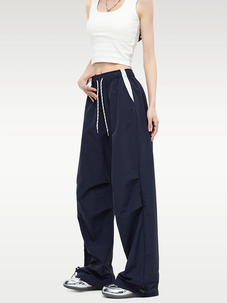 Straight Summer Pants Women Casual Yellow Thin Sweatpants Deawstring Elastic Waist Loose Trousers Joggers Cargo Pants For Ladies
