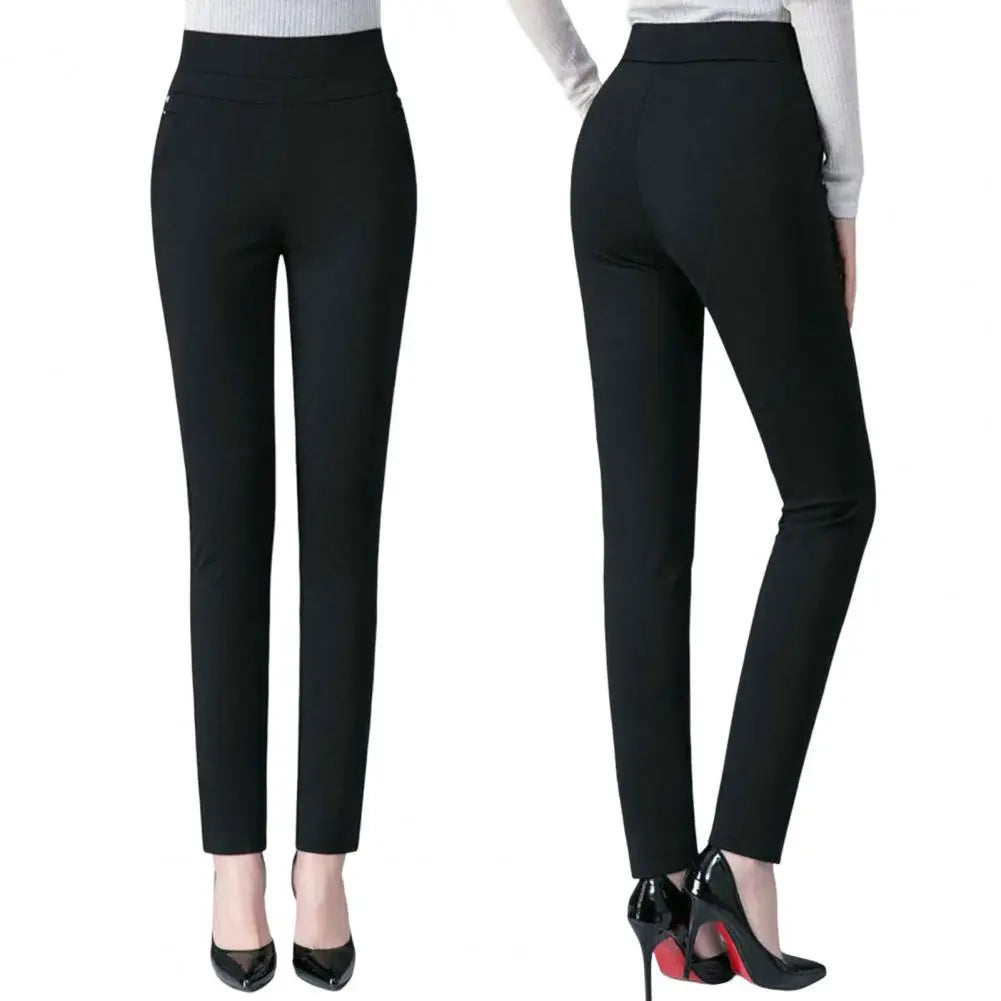 Wide Band High Waist Women Suit Pants Slim Fit Ankle Length Pencil Pants Stretch Tummy Control Lady Trousers Spring Mother Pants