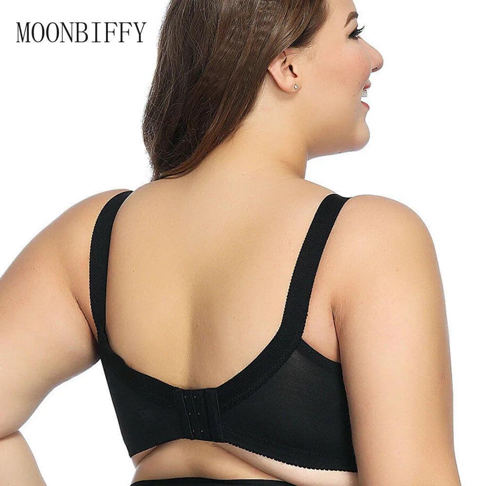 Large Size Bra for Women Ladies Underwear Translucent Lace Chiffon Wireless Minimizer Lingerie Brassiere Bralette Tops