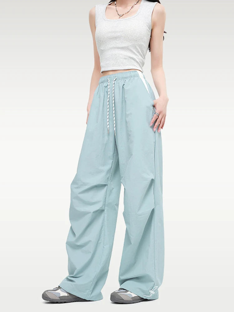 Straight Summer Pants Women Casual Yellow Thin Sweatpants Deawstring Elastic Waist Loose Trousers Joggers Cargo Pants For Ladies