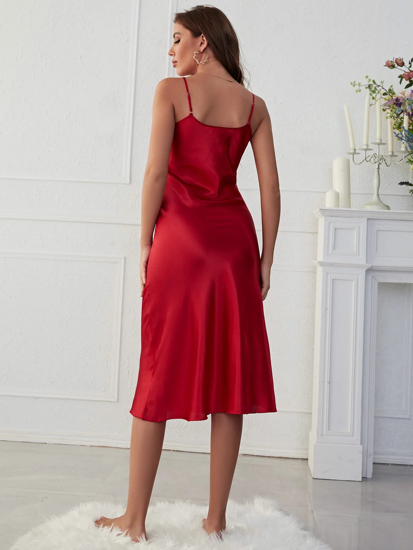 Sexy Nightie Woman Suspender Nightdress Backless Camisolas Night Dress Lingerie Nightgown Sleep Tops Pajamas Satin Woman