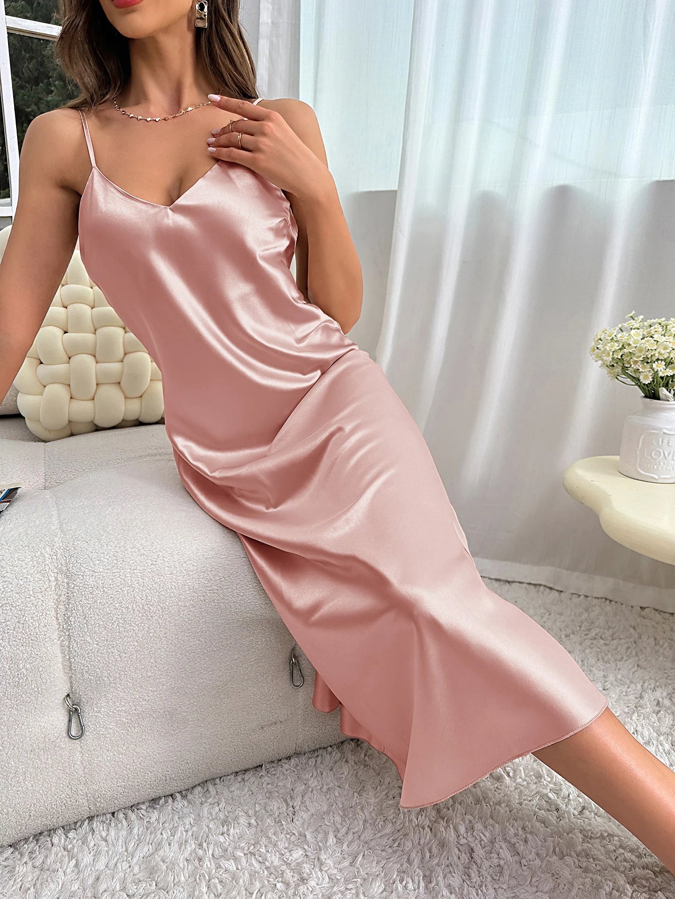 Sexy Nightie Woman Suspender Nightdress Backless Camisolas Night Dress Lingerie Nightgown Sleep Tops Pajamas Satin Woman