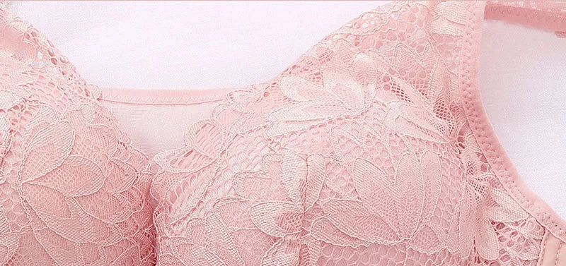 Sexy Push Up Bra Woman See Through Backless Bra Bralette Top Floral Bralette Lace Thin Large Size No Steel Ring Underwear