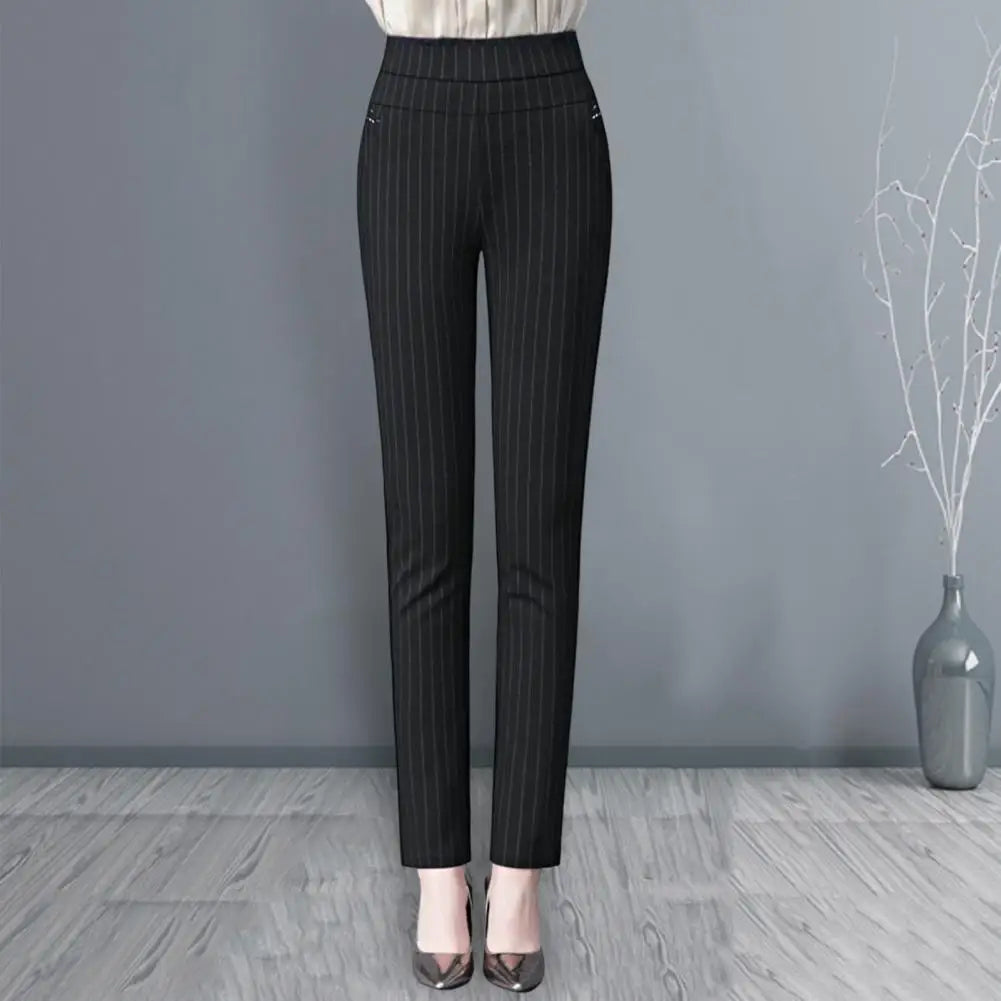 Wide Band High Waist Women Suit Pants Slim Fit Ankle Length Pencil Pants Stretch Tummy Control Lady Trousers Spring Mother Pants