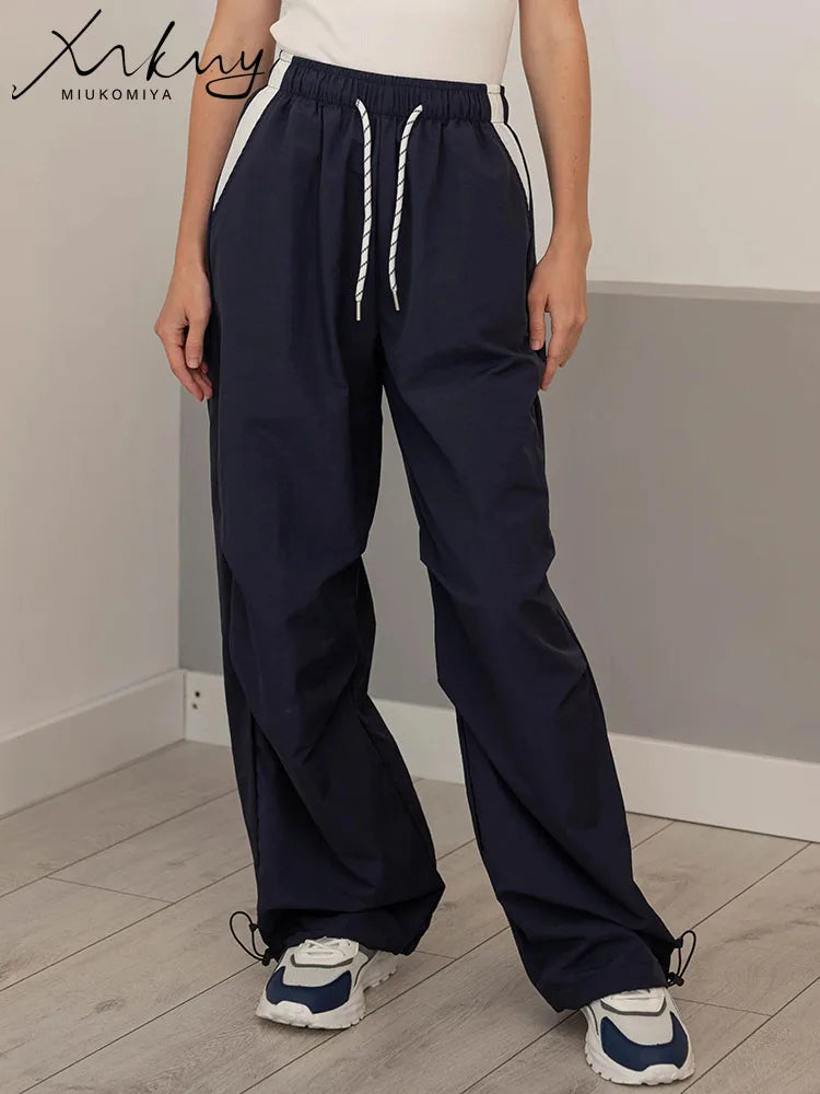 Straight Summer Pants Women Casual Yellow Thin Sweatpants Deawstring Elastic Waist Loose Trousers Joggers Cargo Pants For Ladies