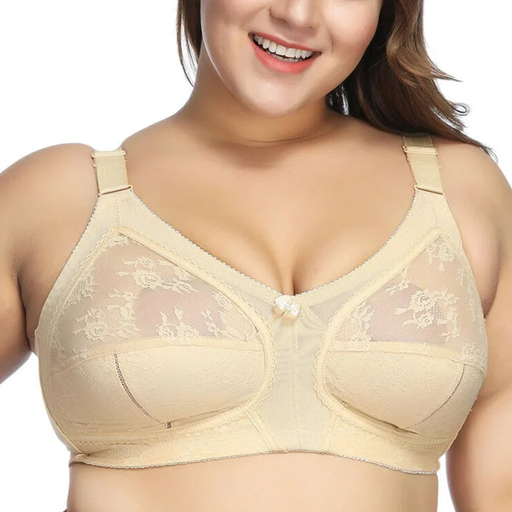 Large Size Bra for Women Ladies Underwear Translucent Lace Chiffon Wireless Minimizer Lingerie Brassiere Bralette Tops