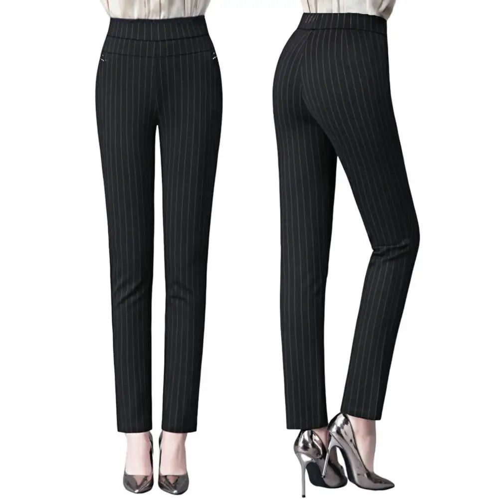 Wide Band High Waist Women Suit Pants Slim Fit Ankle Length Pencil Pants Stretch Tummy Control Lady Trousers Spring Mother Pants
