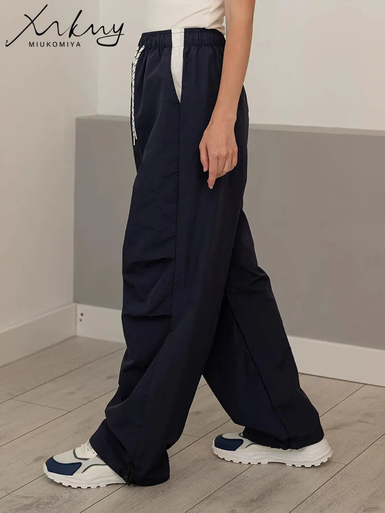 Straight Summer Pants Women Casual Yellow Thin Sweatpants Deawstring Elastic Waist Loose Trousers Joggers Cargo Pants For Ladies