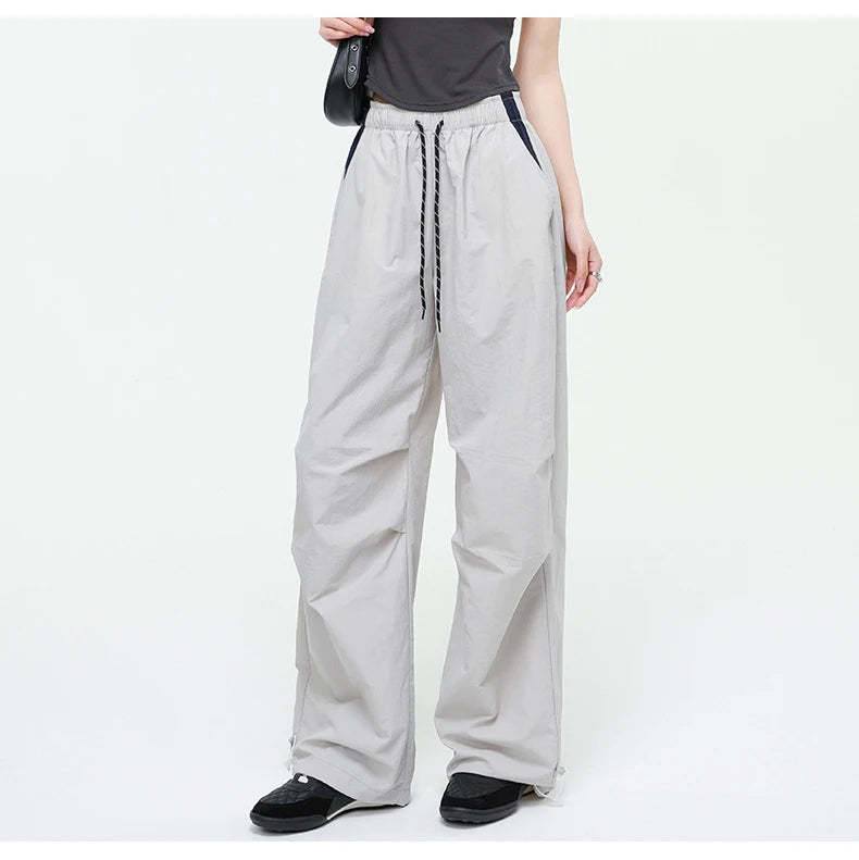 Straight Summer Pants Women Casual Yellow Thin Sweatpants Deawstring Elastic Waist Loose Trousers Joggers Cargo Pants For Ladies