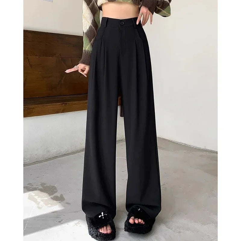 Suit Pants Lady Breathable Baggy High Waist