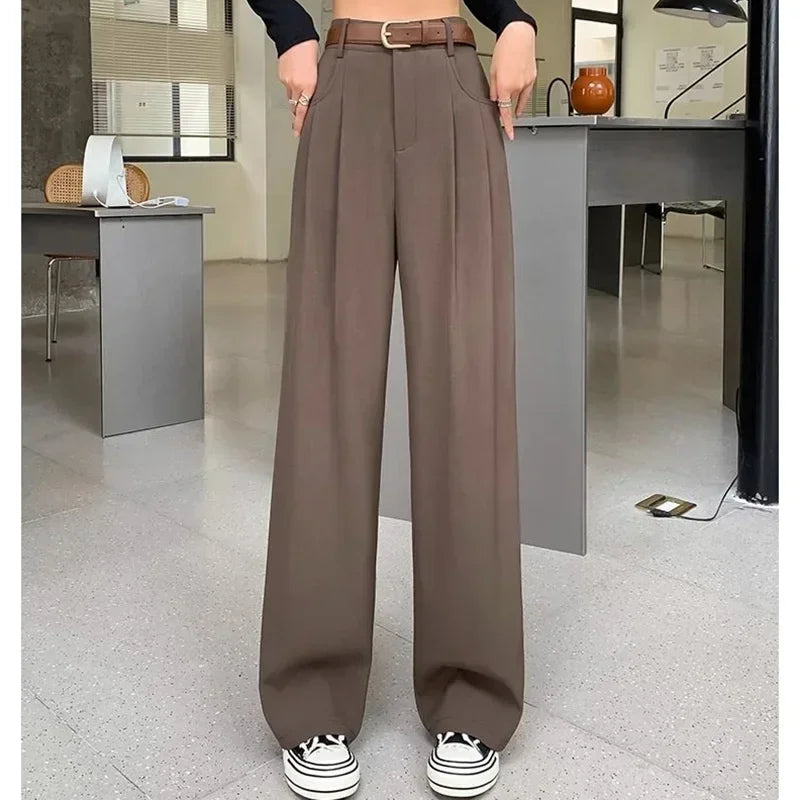 Suit Pants Lady Breathable Baggy High Waist
