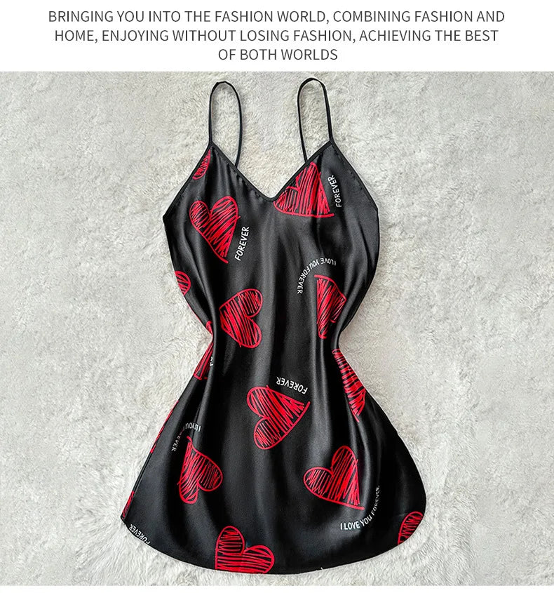 Satin Slip Nightdress V Neck Backless Mini Sleep Dress Women Sleepwear Dresses Nightgown