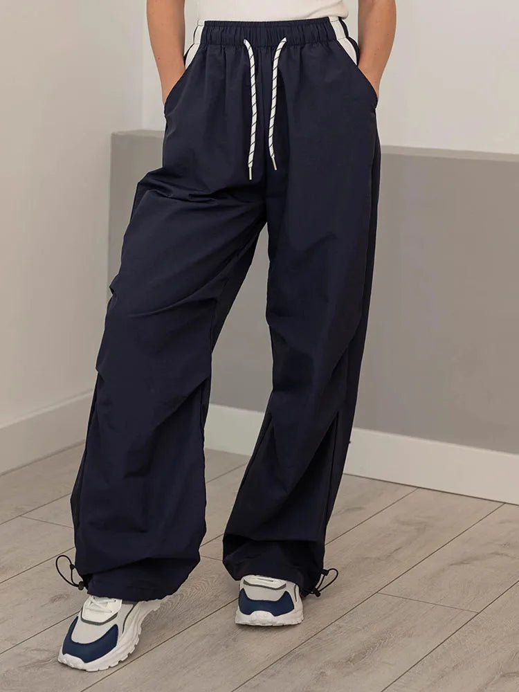 Straight Summer Pants Women Casual Yellow Thin Sweatpants Deawstring Elastic Waist Loose Trousers Joggers Cargo Pants For Ladies