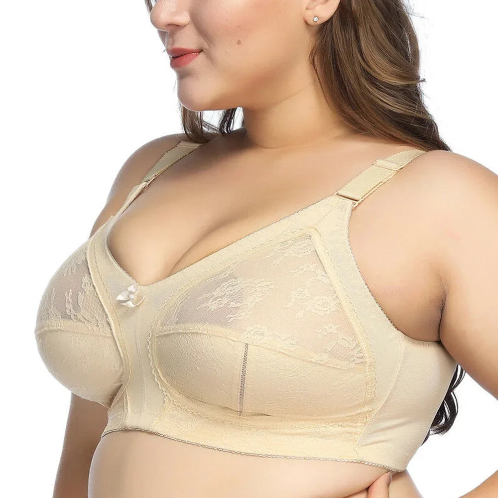 Large Size Bra for Women Ladies Underwear Translucent Lace Chiffon Wireless Minimizer Lingerie Brassiere Bralette Tops