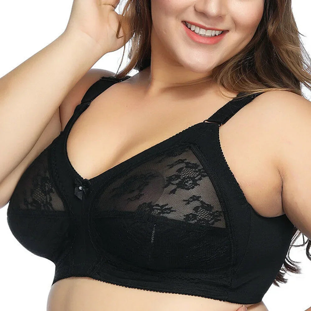 Large Size Bra for Women Ladies Underwear Translucent Lace Chiffon Wireless Minimizer Lingerie Brassiere Bralette Tops