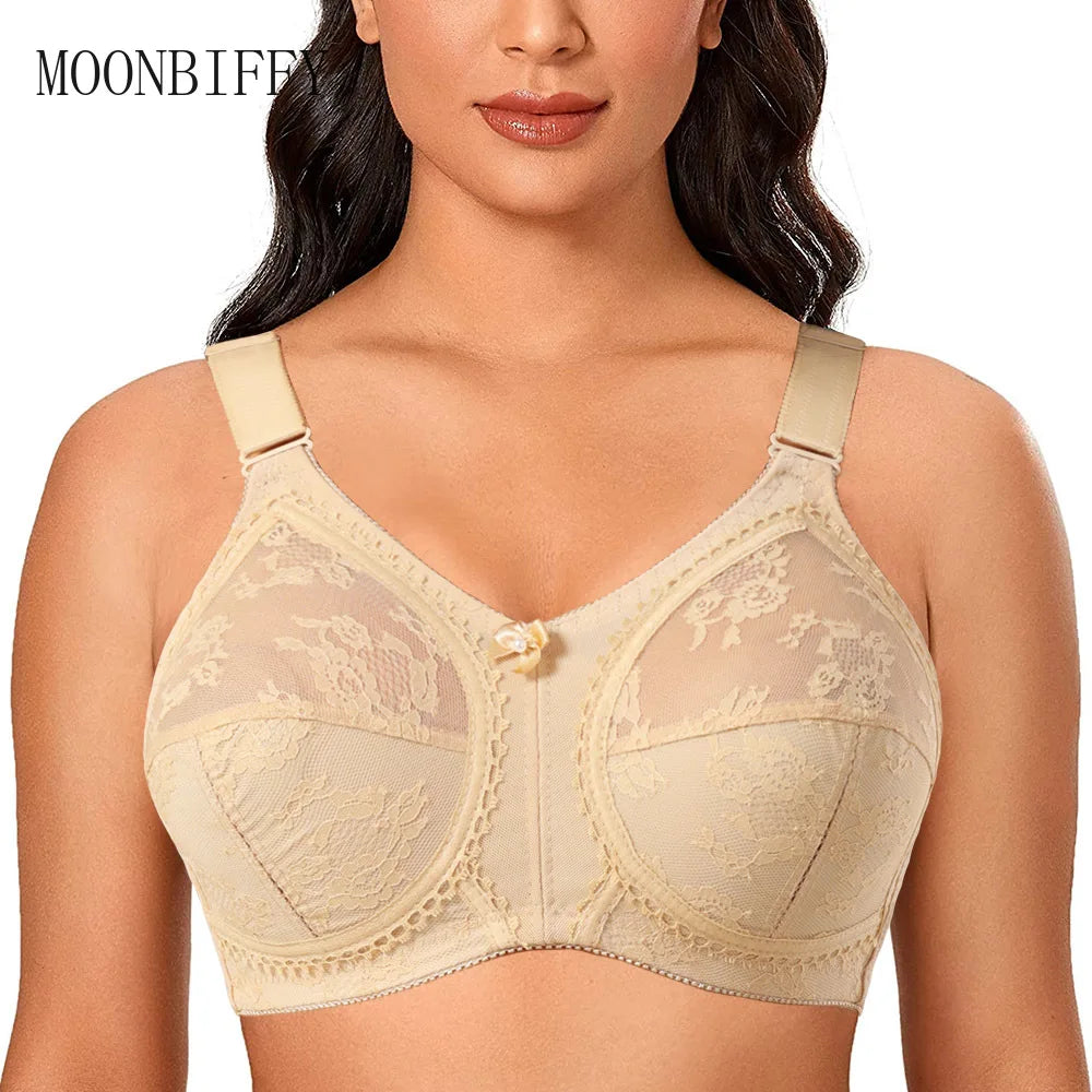 Large Size Bra for Women Ladies Underwear Translucent Lace Chiffon Wireless Minimizer Lingerie Brassiere Bralette Tops