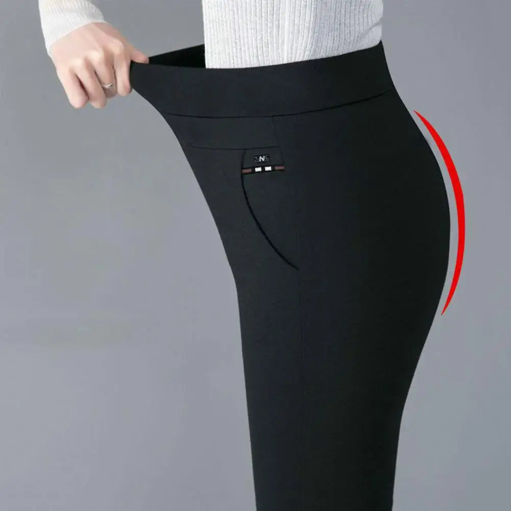 Wide Band High Waist Women Suit Pants Slim Fit Ankle Length Pencil Pants Stretch Tummy Control Lady Trousers Spring Mother Pants