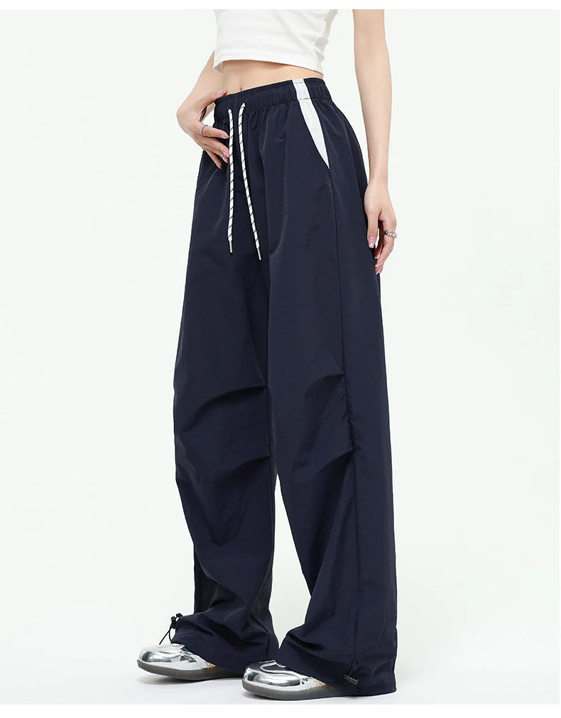 Straight Summer Pants Women Casual Yellow Thin Sweatpants Deawstring Elastic Waist Loose Trousers Joggers Cargo Pants For Ladies
