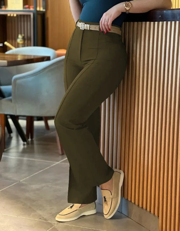 Pants Straight High Waist Solid Long Pant Trousers