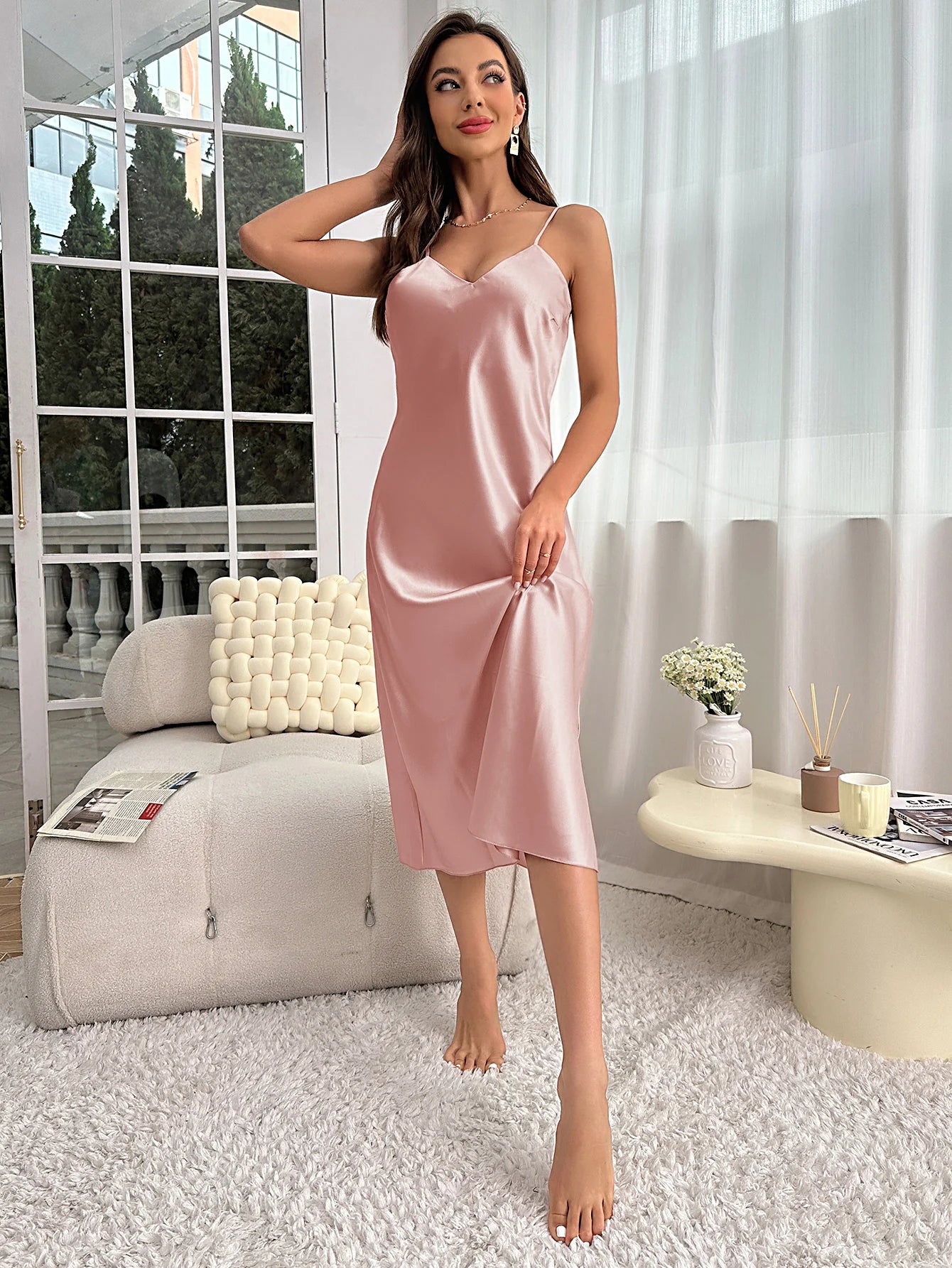 Sexy Nightie Woman Suspender Nightdress Backless Camisolas Night Dress Lingerie Nightgown Sleep Tops Pajamas Satin Woman