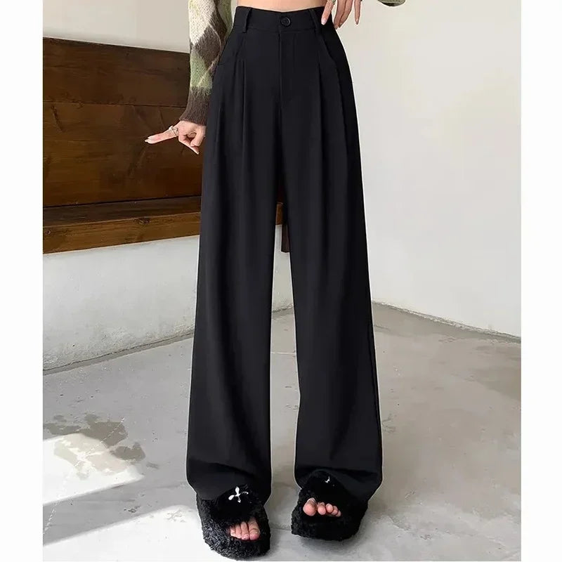 Suit Pants Lady Breathable Baggy High Waist